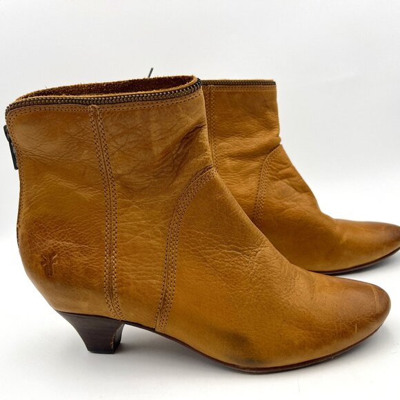 Frye Steffi Zip Short Camel 3477467 Leather Bootie Size 9 - Picture 1 of 12